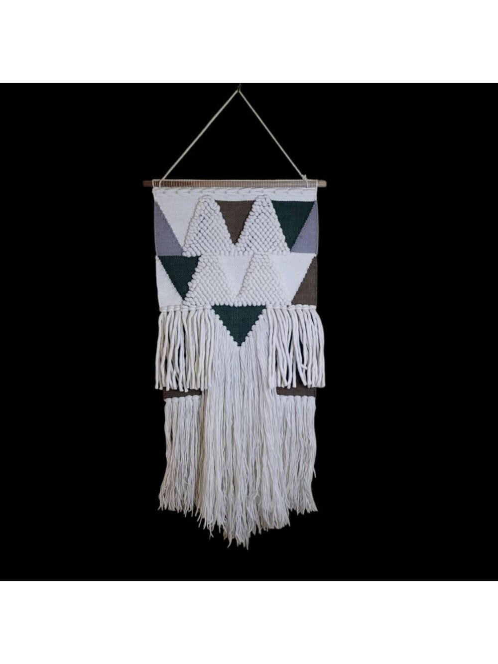nuLOOM Retro Hand-Woven Fiber Art Wall Hanging Ivory 100% Wool 1.5 x 3.5 Feet